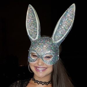 Holographic Glitter Bunny Mask